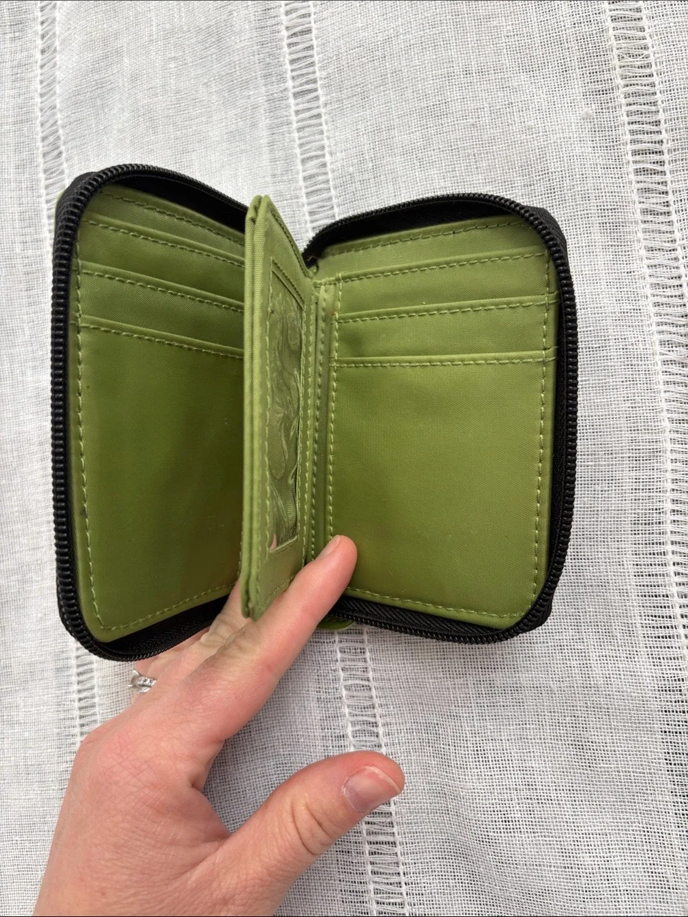 Vintage Y2K NWOT Black and Green Initial 'C' Zip Wallet